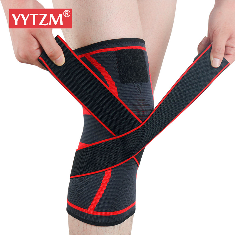 

1PC Sports Kneepad Men Pressurized Elastic Bandage Knee Pads Support Fitness Gear Basketball Volleyball football Brace Protector, Black