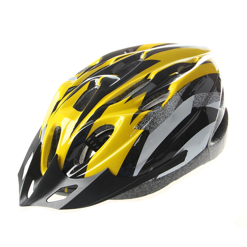 

Yellow Black Mountain Road Bicycle Bike Cycling Safety Unisex Helmet +Visor L, Black and yellow