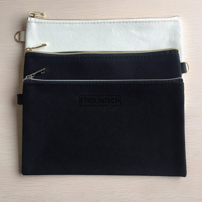 

10PCS 20cmX12cm Plain Nature Cotton Canvas Travel Toiletry Bags Cotton Makeup Pouch Cosmetic Bag With Gold Silver Zipper
