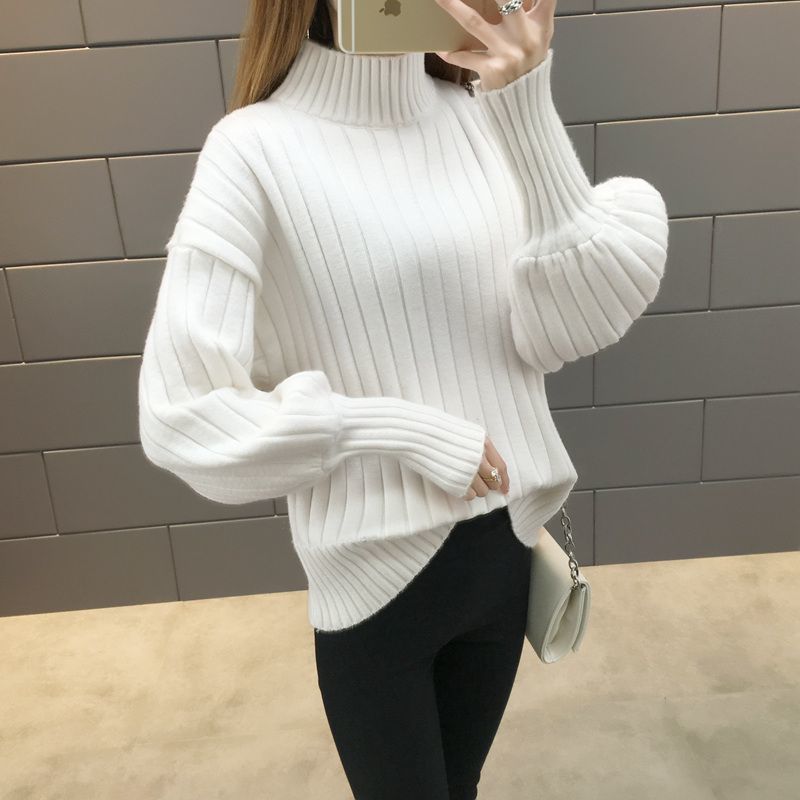 

Wholesale- Lace up solid knitted Autumn Sweaters women Flare sleeve v-neck casual loose sweaters and pullovers knitting womens jumpers