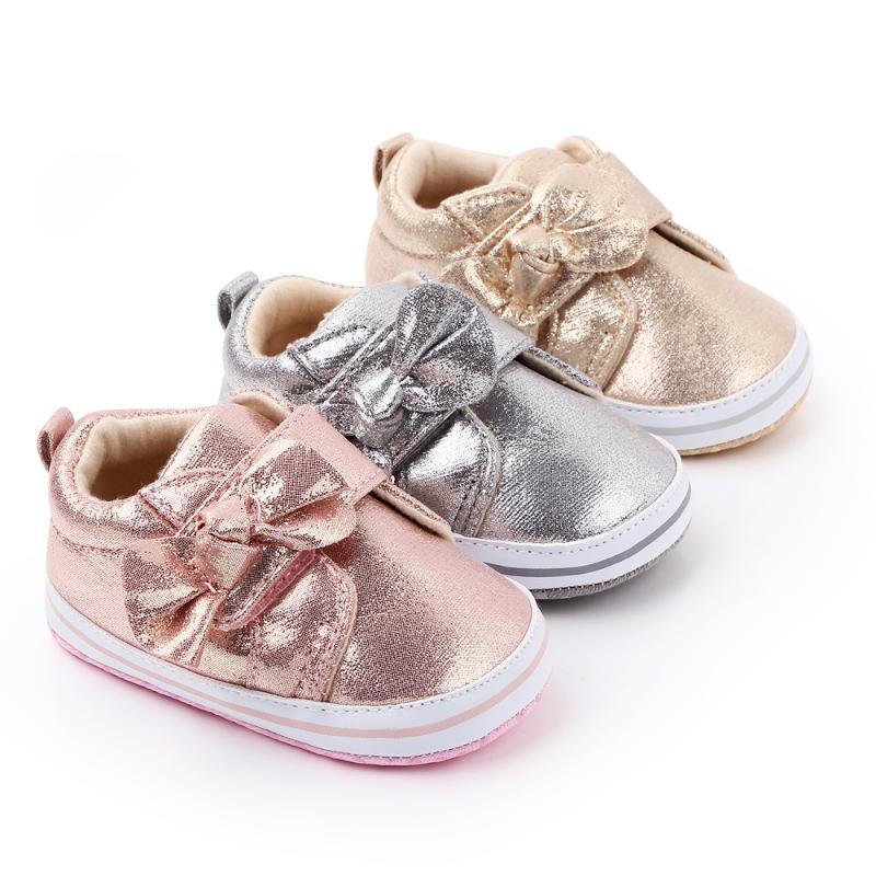 

Spring Autumn Baby Shoes Non-Slip Toddler Sneakers for Baby Girl Bright Shoes Bow Soft Bottom First Walkers New 2020, Pink