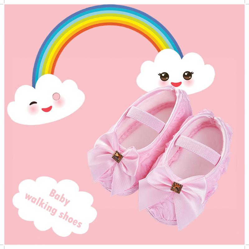 

Newborn Baby Shoes Infant First Walkers Toddlers Soft Silk Cloth Shoes Elastic Band Baby Girls Indoor Outdoor Sneaker Prewalkers, Pink