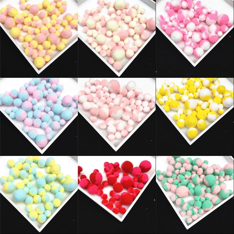 

20g Mix Size Gradient Color Pompom Fur Craft DIY Soft Pom Poms Wedding Decoration/Sewing On Cloth Accessories from 15mm to 30mm, C9c10