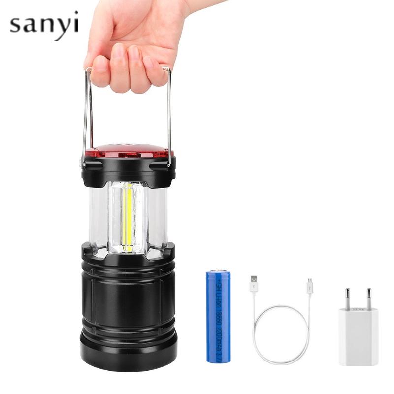 

Portable Lanterns COB+Red LED Tent Lamp Outdoor Camping Light Rechargeable 18650 Battery Lantern Working Lighting USB Charging