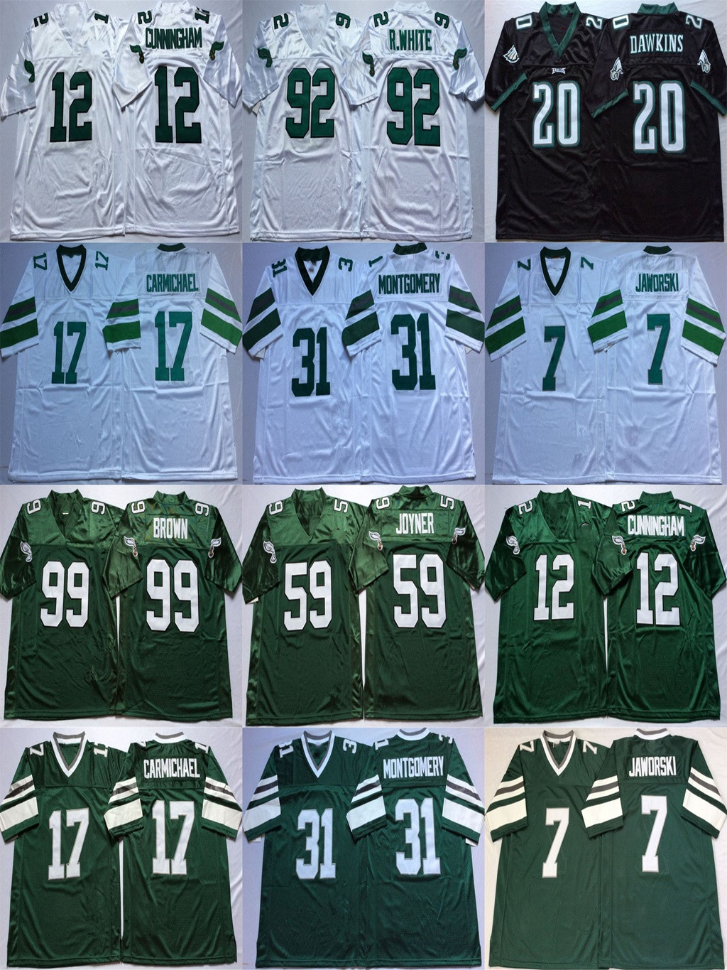 

NCAA Brian Dawkins Jersey Ron Jaworski Randall Cunningham Harold Carmichael Wilbert Montgomery Seth Joyner Retro Football Jerseys Stitched, Black
