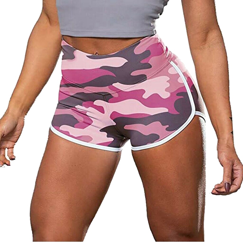 

Women Workout Yoga Shorts High Waisted Camouflage Dolphin Shorts Booty Gym Yoga Pant, As pic