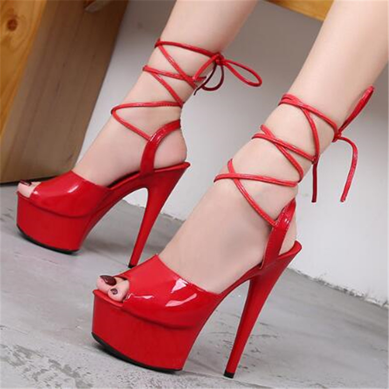 

2020 New Sandals for Women 15cm Sexy Women's Shoes High-Heeled Fashion Show Fine-heeled Pole Dance Sandals Women 34-43 Black Red, Sky blue