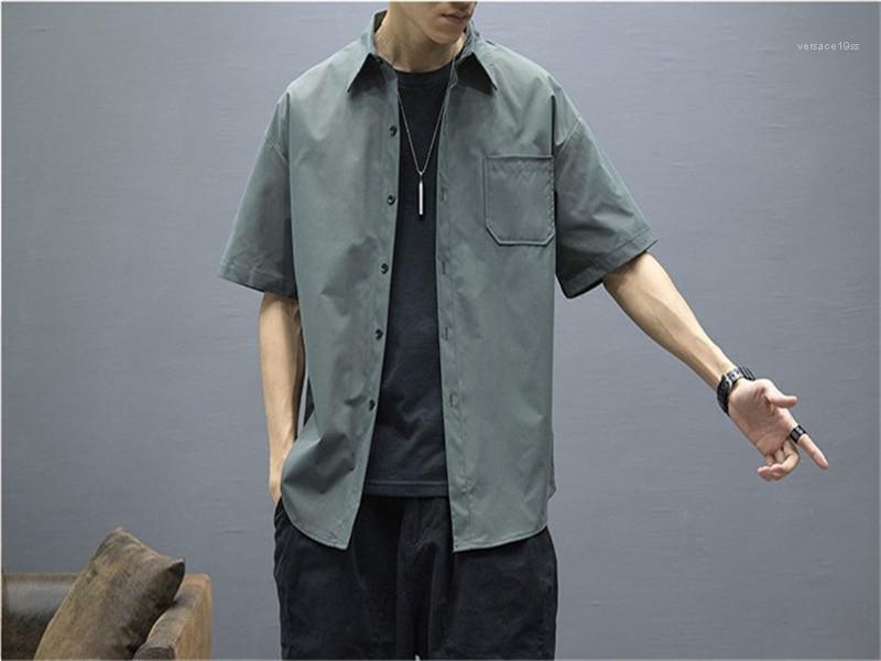 

Sleeve Shirts Mens Designer Shirts Mens Regular Length Pure Color Tops Homme Turn Down Collar Long, White