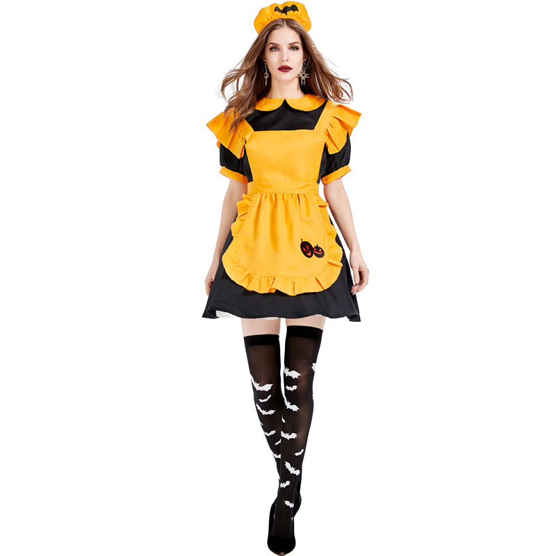 

New Arrival Pumpkin Maid Costume Cosplay Halloween Costume For Women, As pic