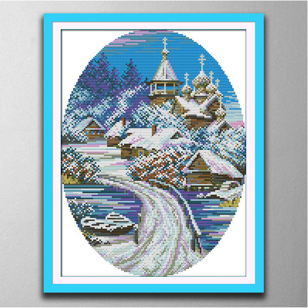 

Snowscape Handmade Cross Stitch Craft Tools Embroidery Needlework sets counted print on canvas DMC 14CT /11CT
