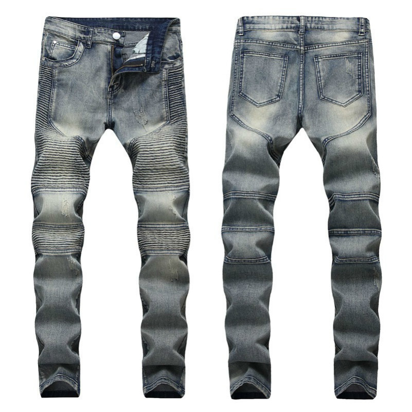 

Men Distressed Ripped Skinny Jeans Fashion Mens Jeans Slim Motorcycle Moto Biker Causal Mens Denim Pants Hip Hop good GGDT, 1820