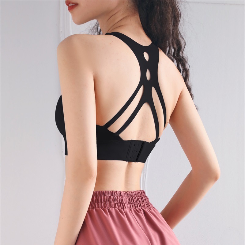 

Backless Sports Bra Padded Push Up Yoga Bra Adjustable Bralette Women Professional Running Gym Tank Top Shockproof Fitness Vest, Yellow