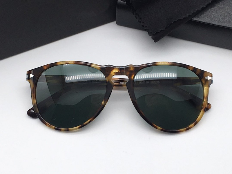 

New&Multi-color Persl 9649-S Men Classical Pilot Sunglasses UV400 HD-Glass Lens 55-18-140 Handsome Concise Male Goggles Fullset Box