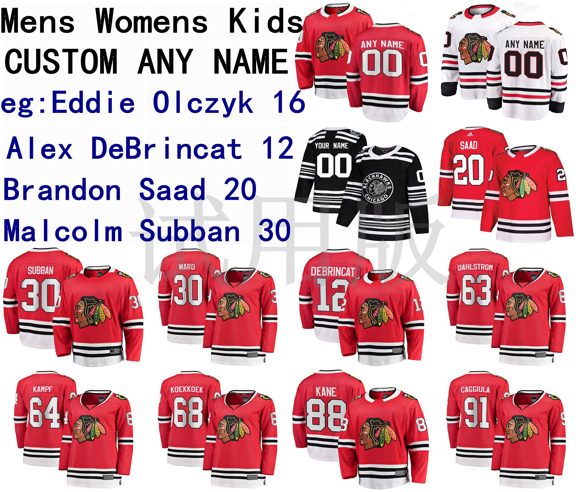 

Chicago Blackhawks Jersey Eddie Olczyk Jersey Alex DeBrincat Brandon Saad Malcolm Subban Men Red White Hockey Jerseys Custom Stitched, Black;red
