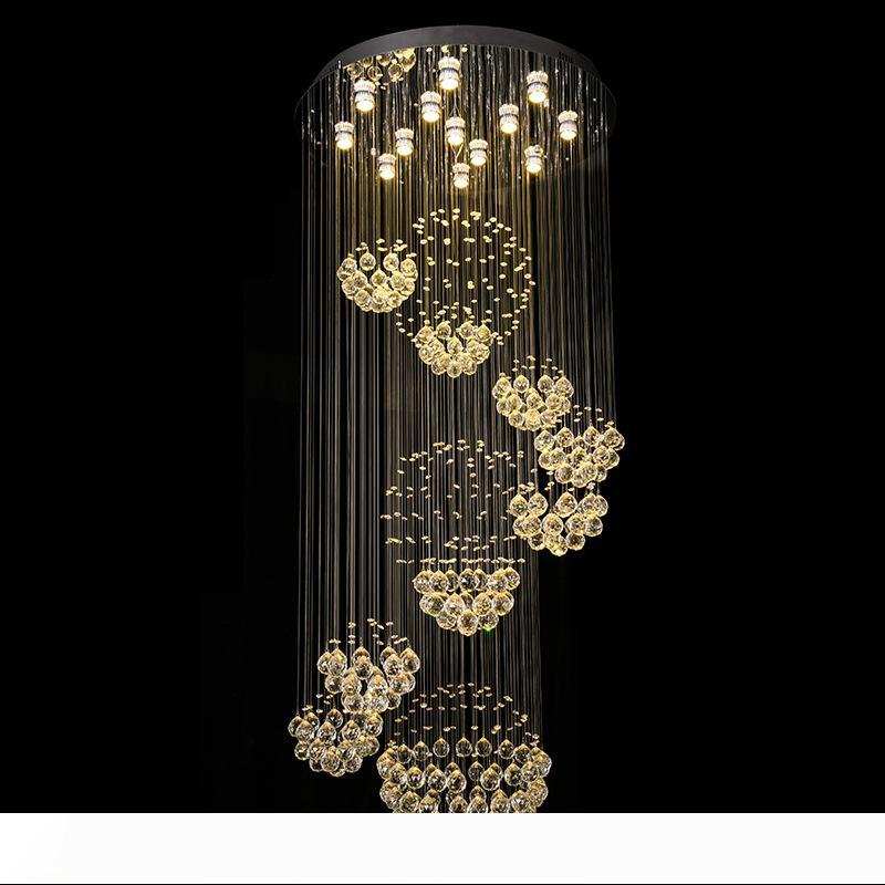 

Modern Chandelier Large Crystal Light Fixture for Lobby Staircase Stairs Foyer Long Spiral Lustre Ceiling Lamp Flush Mounted Stair Light