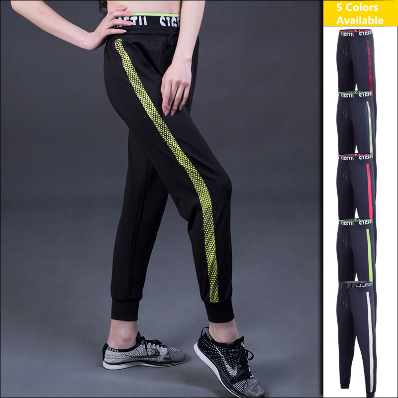 

Women Sports Pants Running Fitness Yoga Quick Dry Elastic Female Trainning & Exercise Black Patchwork Trousers, Wps814