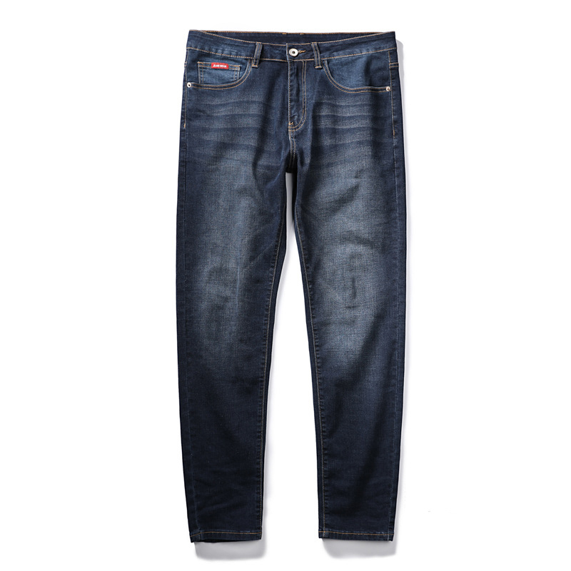

Men plus size 30-48 classic jeans men long business casual straight loose dark blue cotton brand jeans stretch denim trousers, Black