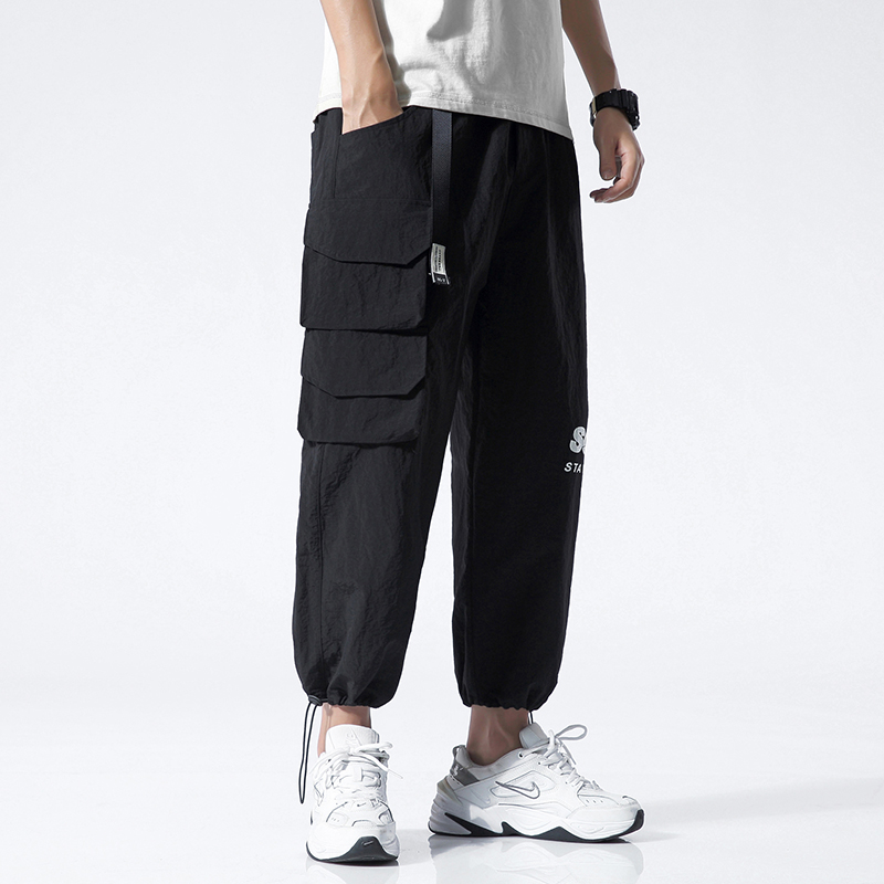 

2020 Spring Autumn Black Cargo Pocket Pants Fashions Joggers Casual Sweatpants Track Men'S Sweat Trouser, K65 2