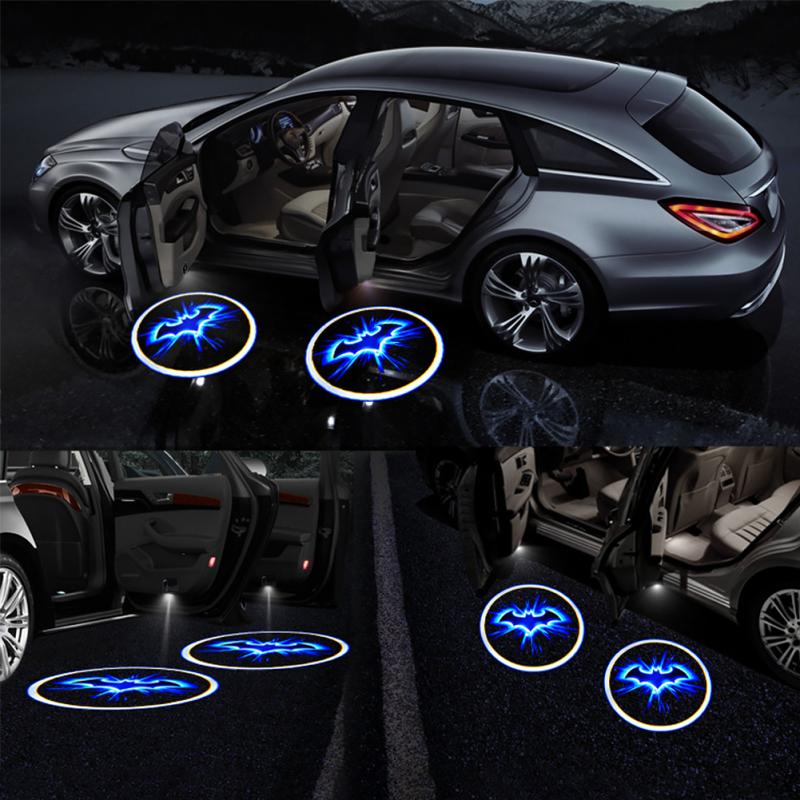 

2pcs Projector Car Accessory Wireless LED Bat Logo Door Light ABS Universal Fit Black Car Interior Light Accessories Ornaments