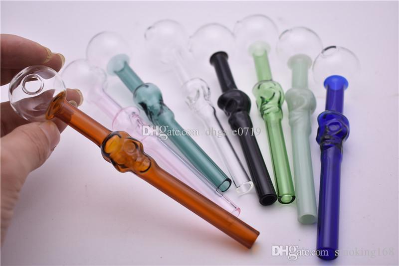 

14cm Long 30mm ball clear head oil Burner pipe skull glass tube Pyrex glass oil burner pipe for smoking pipes