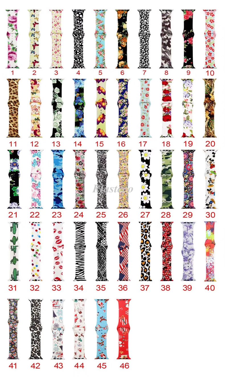 

For Apple Watch 5 4 Bands Strap 38mm 44mm Soft Silicone Apple Watch Bands Leopard Floral Designer iwatch Band For iWatch Series 3 2 1
