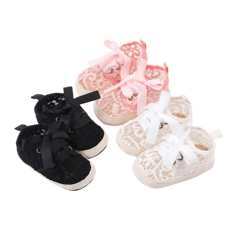 

Infants Baby Girl Lace Soft-Soled Shoes Walking Anti-Slip Hollow-Out Breathable Decoration Birthday Sneaker, Black