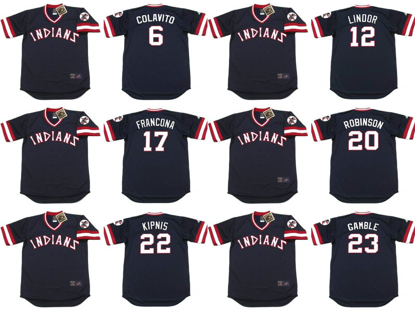 

Cleveland BERT BLYLEVEN JASON KIPNIS TERRY FRANCONA TOBY HARRAH FRANK ROBINSON ROCKY COLAVITO OSCAR GAMBLE baseball jersey stitched, Black