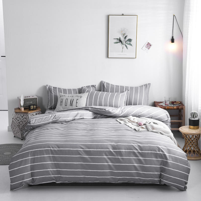 

Bonenjoy Bedding Set King Size Stripe Pattern roupa de cama Grey Duvet Cover Sets 3/4 pcs Bedclothes Quilt Cover Set For Adult, Type 5