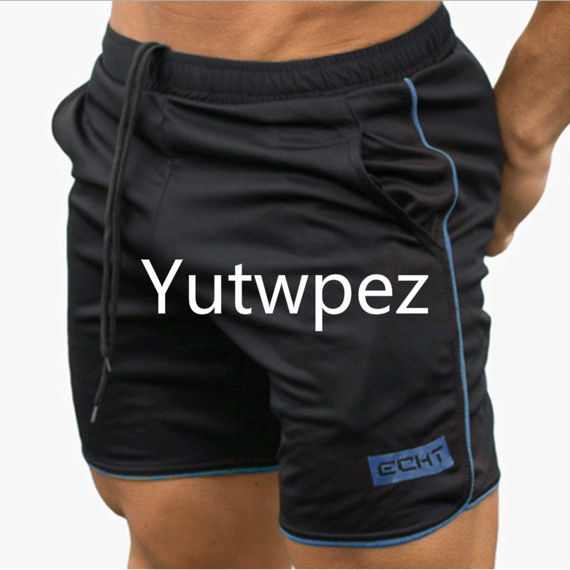 

2020 New Men Fitness Bodybuilding Shorts Man Summer Workout Male Breathable Mesh Quick Dry Sportswear Jogger Beach Short Pants, Black and red