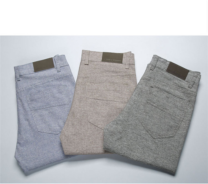 

Pants Men New 2020 Casual Pants Linen Male Trousers Man Long Straight Khaki Plus Size Pant Male Slim Business Suit, L118 light blue