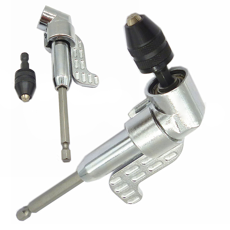 

New Angle Driver Screwdriver Bit 1/4 Inch Hex Shank Keyless Drill Bit Chuck + Magnetic Angle Driver Screwdriver