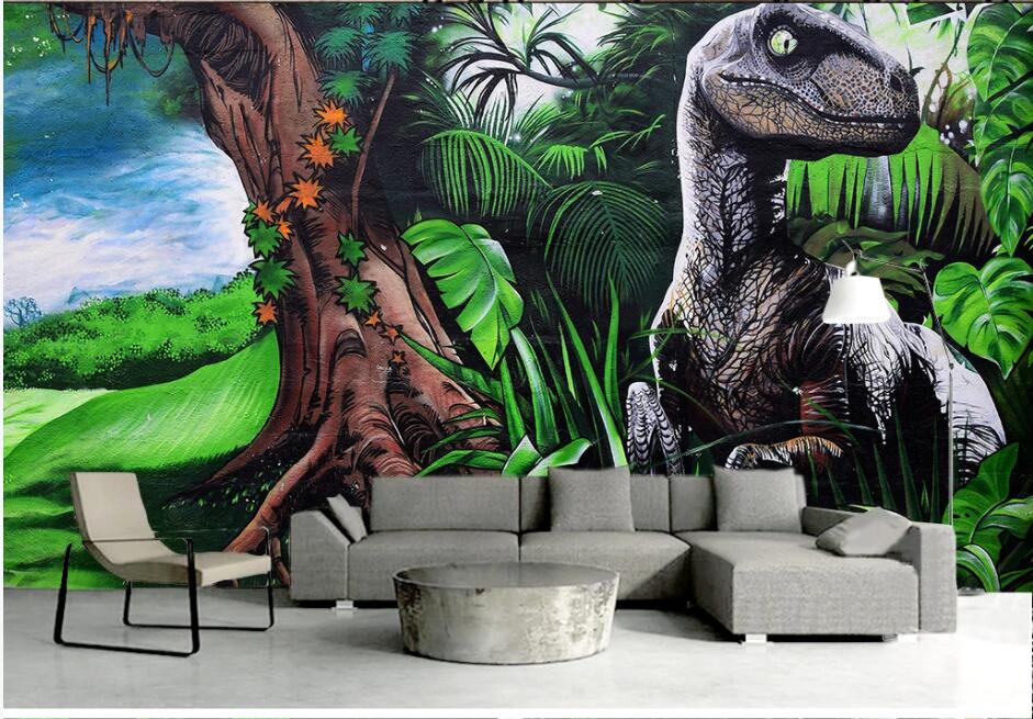 

3d wallpaper custom photo mural on the wall Doodle virgin forest tyrannosaurus home decor living room photo wallpaper for walls 3 d, Non-woven