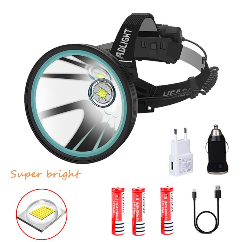 

Ultra bright High LED Chargeable Headlamp Super Bright Zoom Wateproof Dustproof Headlight 3 Modes 18650 Battery Camping Hunting