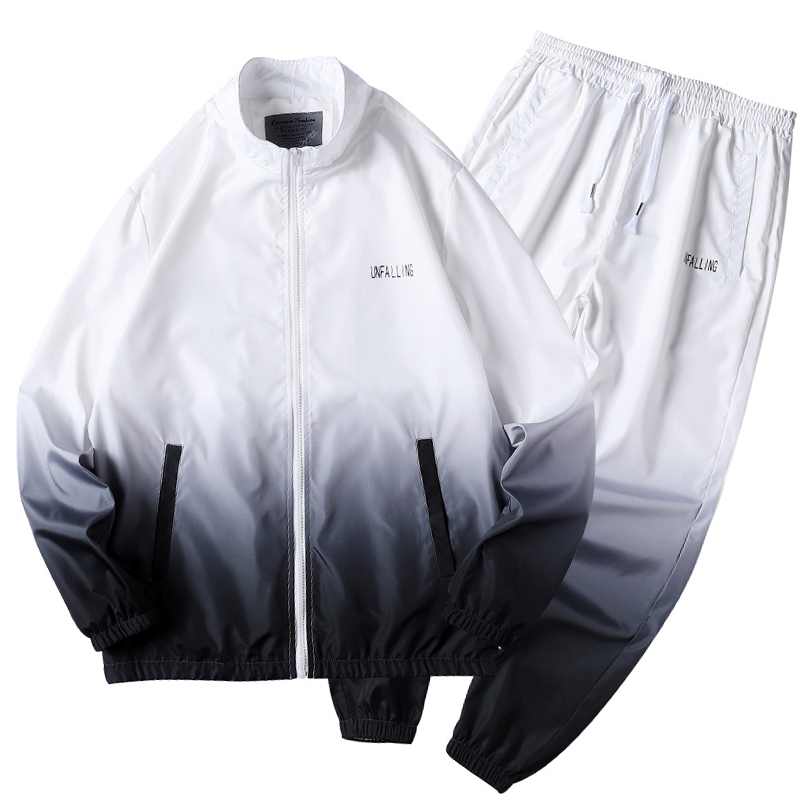 

2020 Men Tracksuit 2 Pcs Patchwork Sweatshirt Jacket And Pants Mens Streetwear Clothing Suit Zipper Casual Men Track Suit, Green