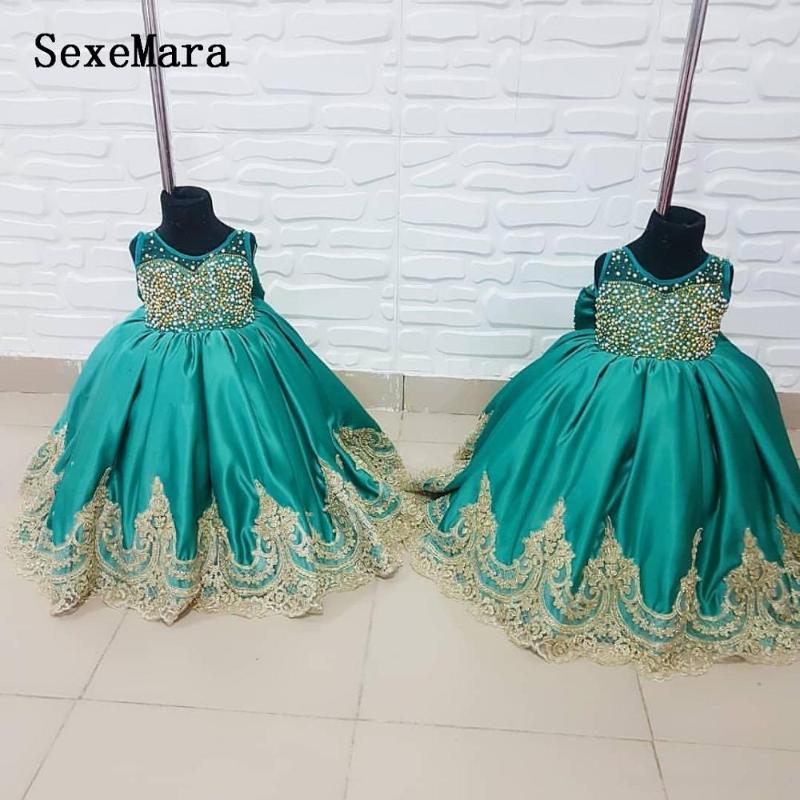 

New Lovely Flower Girl Dresses Baby Infant Toddler Baptism Clothes Applique Lace Tutu Baby Girl First Birthday Party Dress, Pink