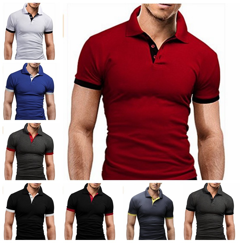 

Fashion Concise Men's Shirt Casual Slim Fit Short Sleeve T Shirt Top Mens T Shirts New Summer poleras hombre camiseta MY103, Black red