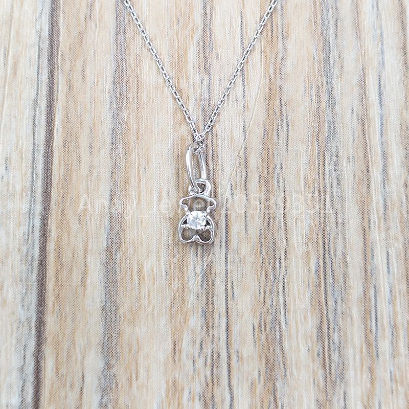 

Authentic 925 Sterling Silver pendants White Gold Silueta Necklace With Diamonds Fits European bear Jewelry Style Gift 612564000