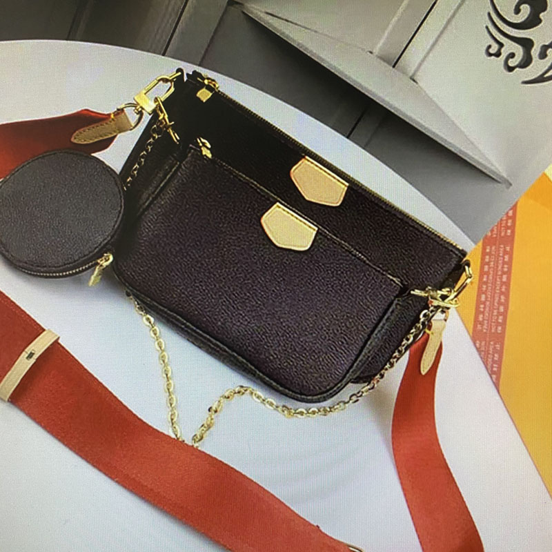 

M44813 MULTI POCHETTE ACCESSORIES Handbags Purses Women Crossbody Bag 3 Piece Sets Mono Canvas Real Leather Chain Shoulder Bags PCS, Box