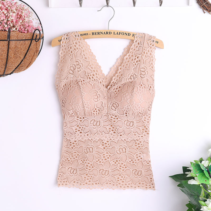 

Sexy Lace Vest Top Women Lingerie Pad Sleeveless Straps Summer Print Tube Tank Tops One-piece Female Camisoles Underwear