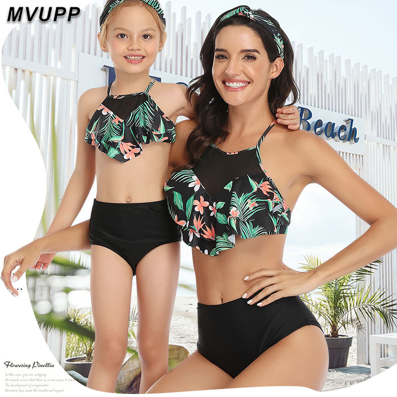 

Family Swimsuit Mommy and Me Clothes Bikini Beach Shorts mother daughter swimwear baby girl and mom Outfits family maching look, Color 4