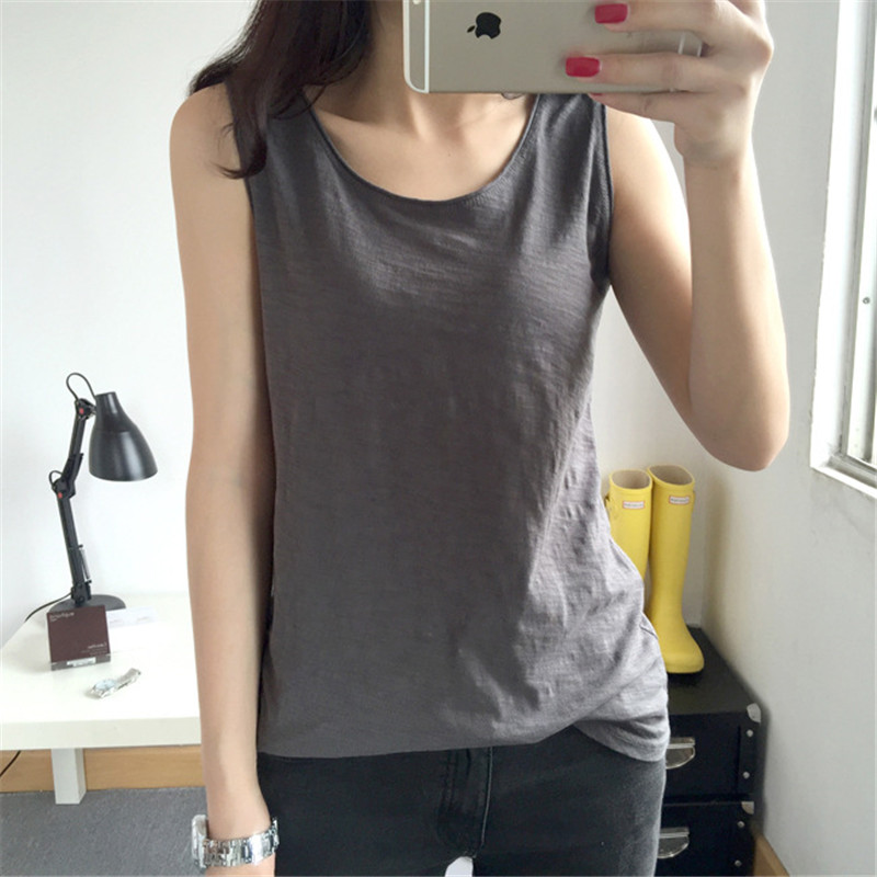 

Summer loose Tops Women Sleeveless black gray white Tank Tops female cotton Base Vest woman comfortable soft Top