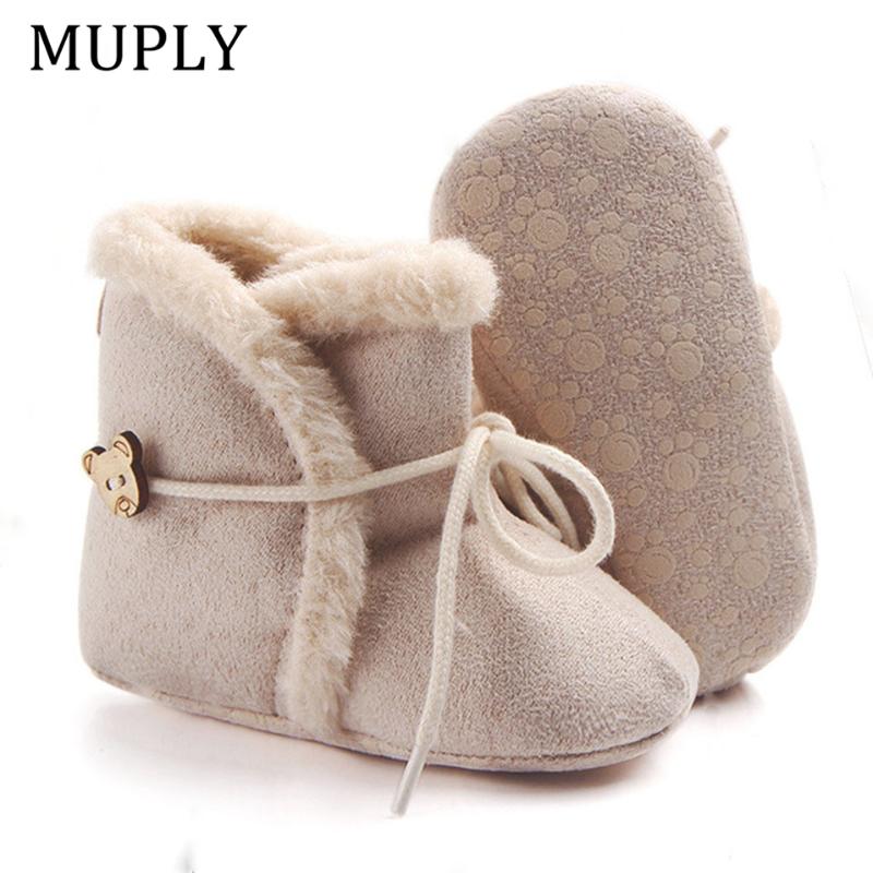

18M Newborn Infant Baby Girls Snow Boots Winter Warm Baby Shoes Solid Botton Plush Ankle Boots, Red