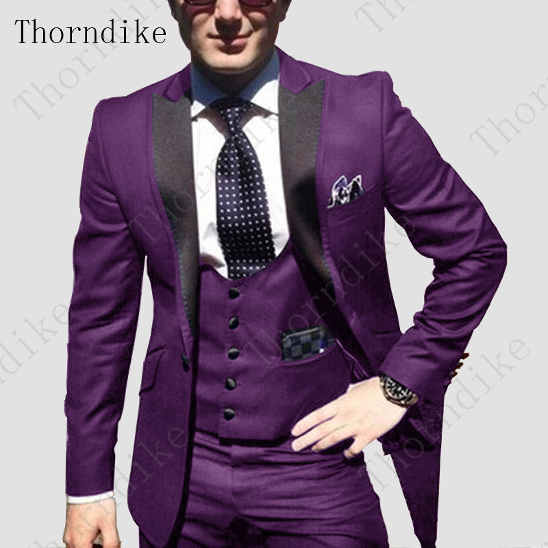 

Italian Colorful Classic Purple Tuxedo Groom Prom Red Wedding Dress Suit Elegant Slim Men' Tuxedos Set 3 Piece Jacket+Pant+Vest, Suit 7
