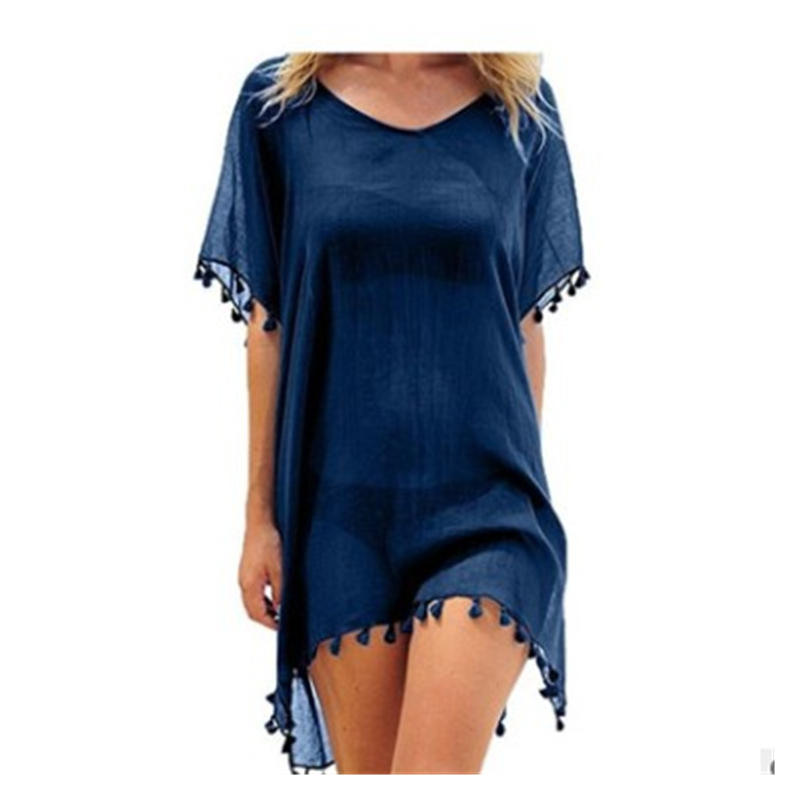 

Women Leisure Casual V Neck Tops Short Sleeve Loose Beach Cover-Up Jumper Bikini Smock, Green