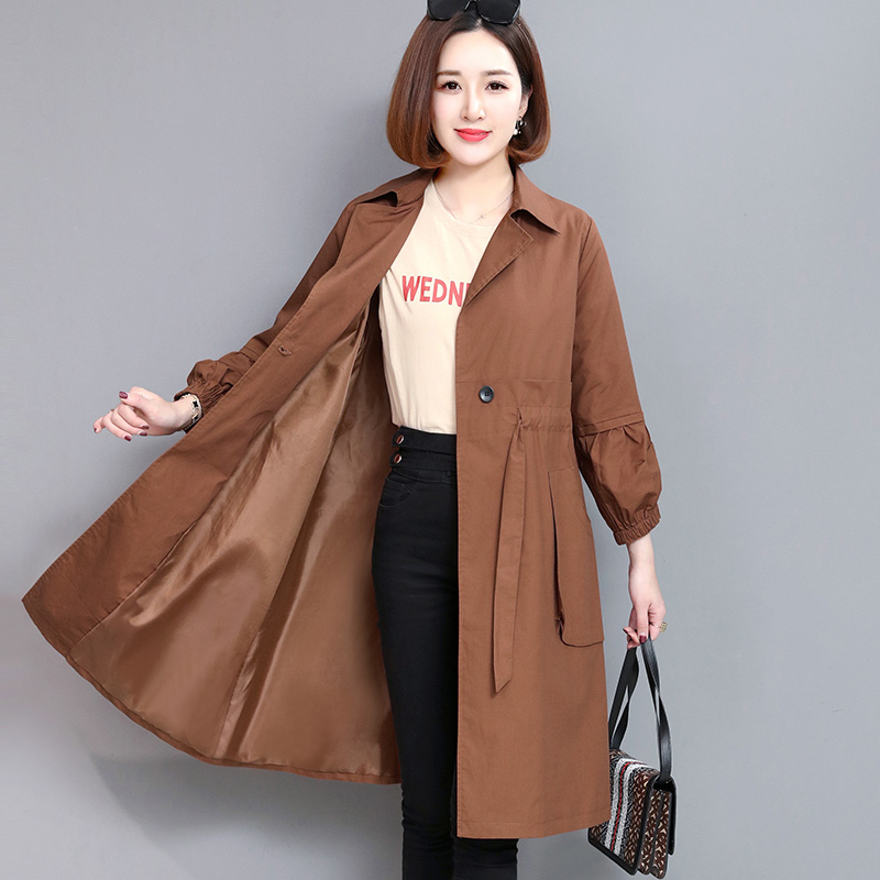 

Fashion Plus size Windbreaker Women 2020 Spring Autumn New Nine Points Sleeve Slim Long Trench Coat Women Outerwear 3XL D3420, Black