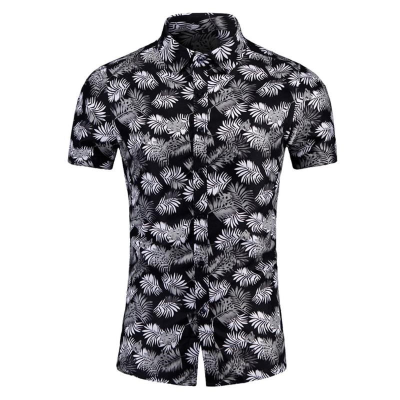 

Men Shirt Blouse Summer Style Palm Tree Print Hawaiian Shirt Men Casual Short Sleeve Cool Chemise Homme Plus Size 6XL, Bu