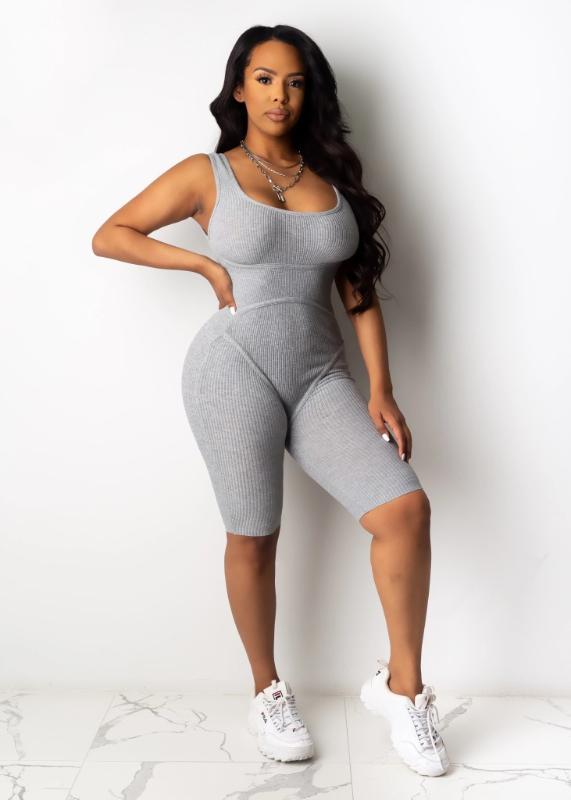 

European and American Women' Casual Knitted Sling Jumpsuit, Black