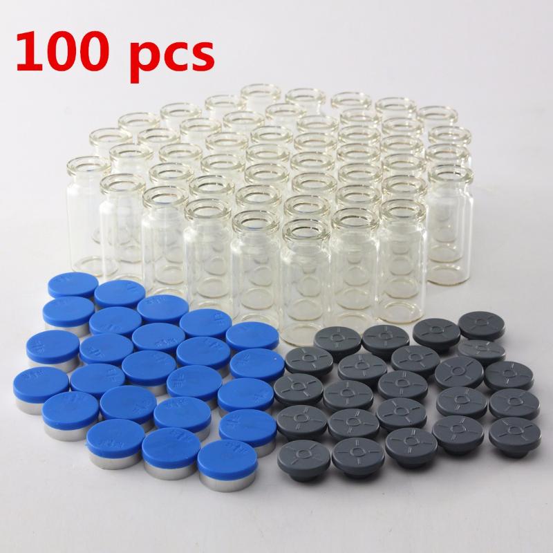 

100pcs 10ML Clear Injection Glass Vial/Stopper With Flip Off Caps Small Bottles Experimental Test Liquid Containers