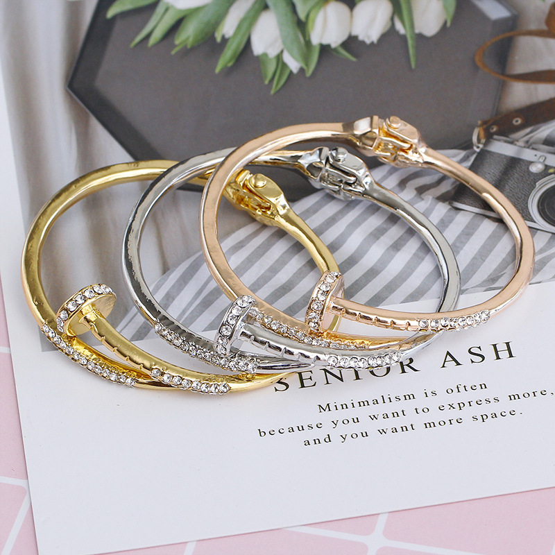 

Party Nail Cuff Ladies Female Bracelet Trendy Anniversary Bangles Fashion Open Bangles Jewelry Wedding Women Geometric Ps1273 Gift Jopgk, Silver