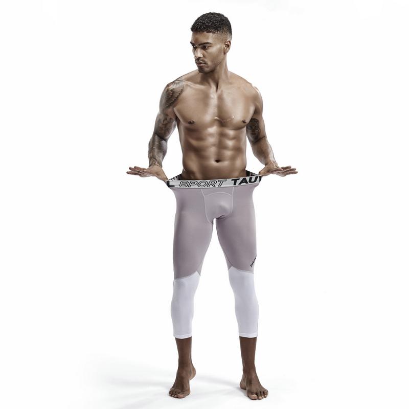 

New Men Compression Pants Bodybuilding Joggers Fitness Quick Dry Skinny Leggings Mens Pure Color Tights Trousers, Black
